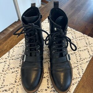 Black Lace-Up Ankle Boots